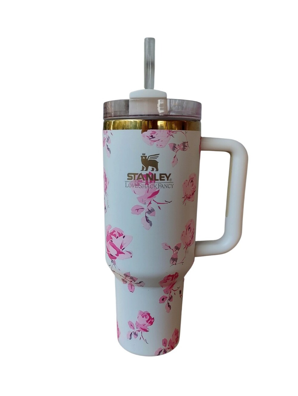 Stanley X Love shack fancy White & Pink Floral 40 Oz Quencher Tumbler
